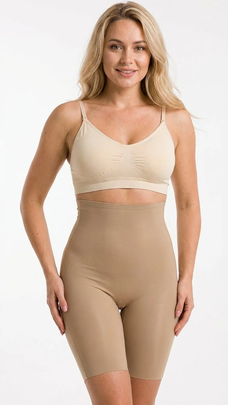 Pınarca Kadın Korse Boxer Lazer Kesim Yüksek Bel Ten Rengi - Yan Görünüm